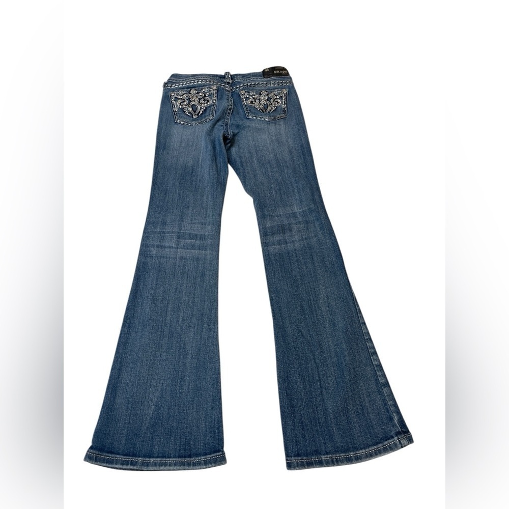 Grace in LA Bling Rhinestone Embroidered Blue Denim Western Jeans Girls Size 16